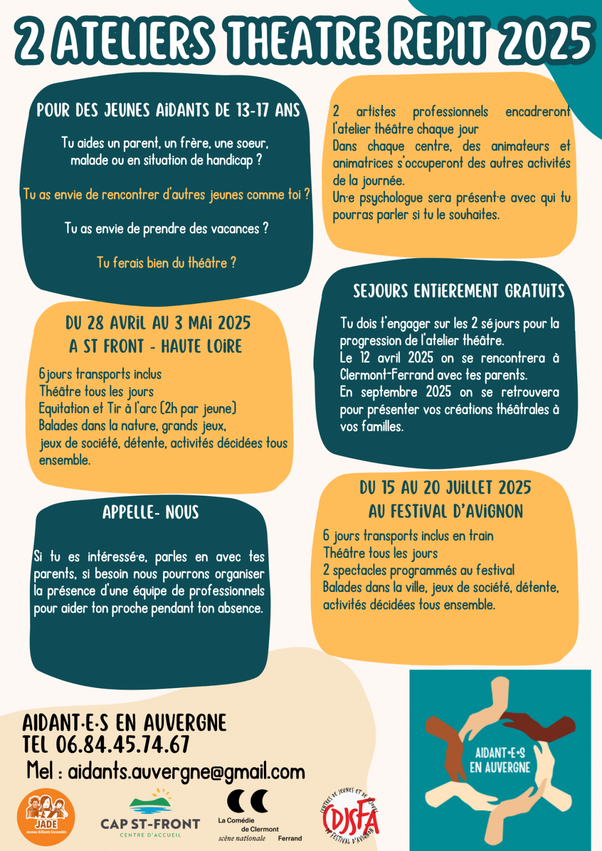 Ateliers pour des jeunes aidant·e·s auvergnats 13-17 ans